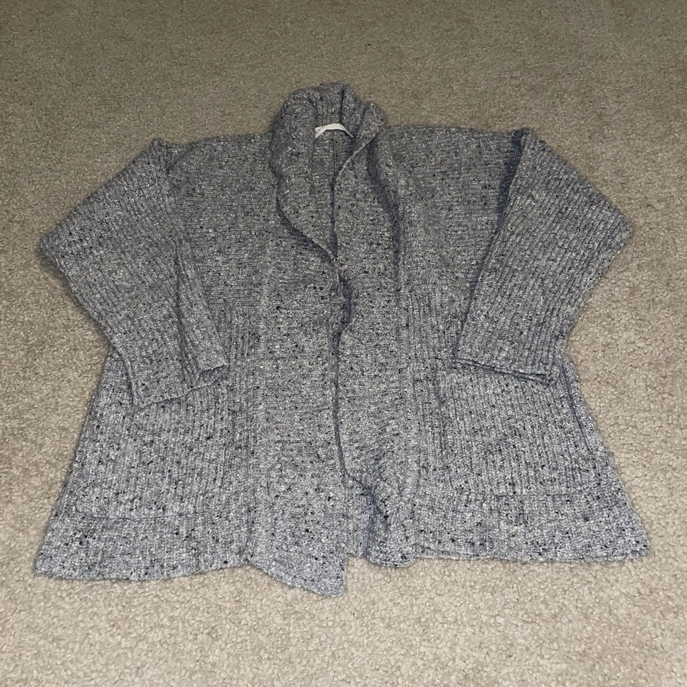 Athleta Gray Wool Blend Open Front Shawl Collar Cardigan Sweater XXS RN 54023